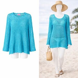 Show Me Your Mumu | Paula Pullover Turquoise Crochet Cover-Up | M